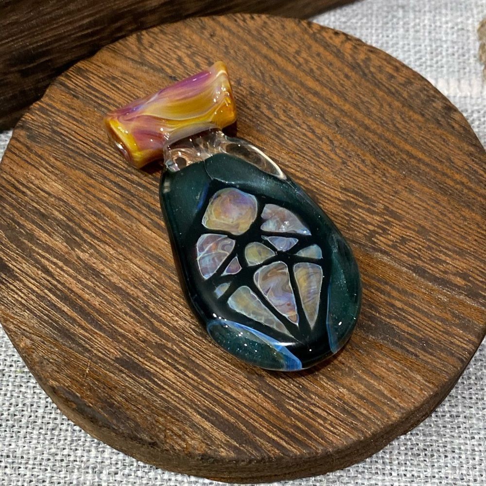 Pretty glass pendant about 2”